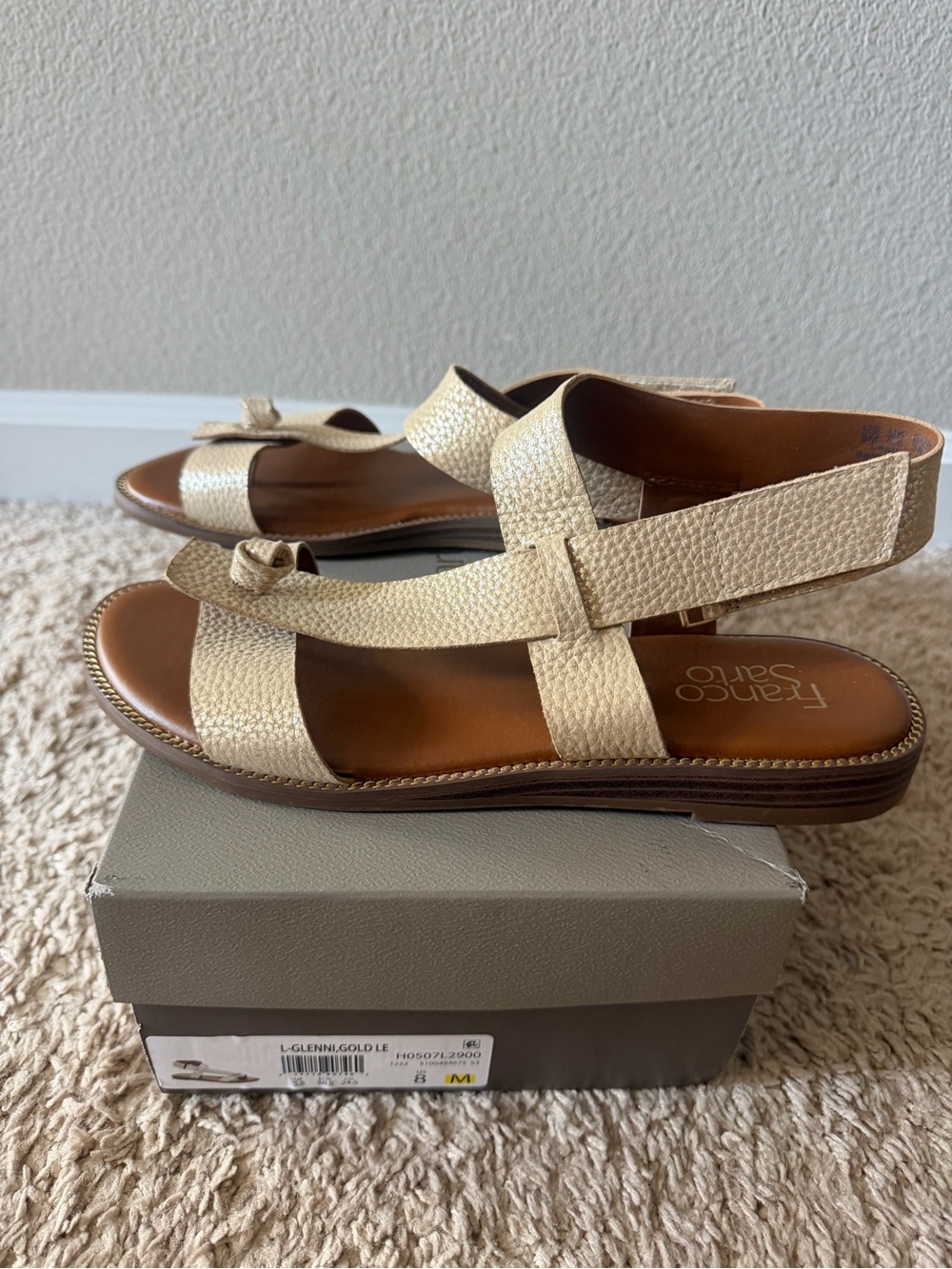 Franco Sarto Cream Textured Slingback Sandals